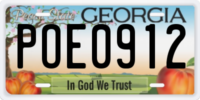 GA license plate POE0912