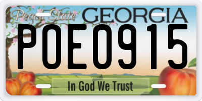 GA license plate POE0915
