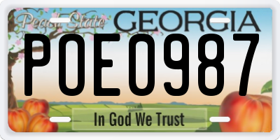 GA license plate POE0987