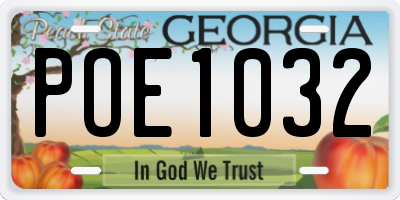 GA license plate POE1032