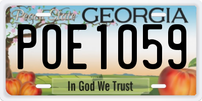GA license plate POE1059