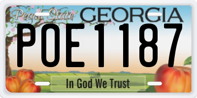 GA license plate POE1187