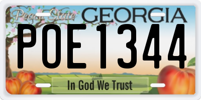 GA license plate POE1344