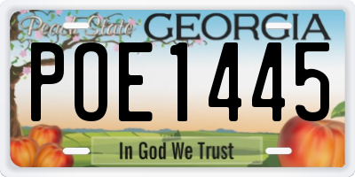 GA license plate POE1445