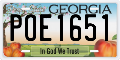 GA license plate POE1651