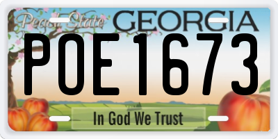 GA license plate POE1673