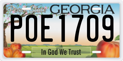 GA license plate POE1709