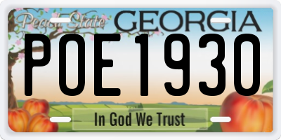 GA license plate POE1930