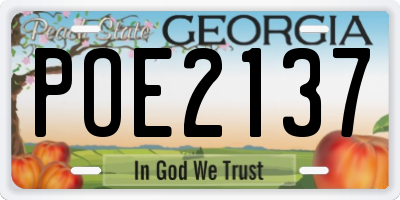 GA license plate POE2137