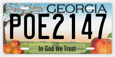 GA license plate POE2147