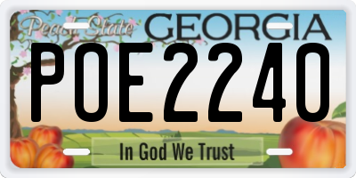 GA license plate POE2240