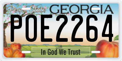 GA license plate POE2264