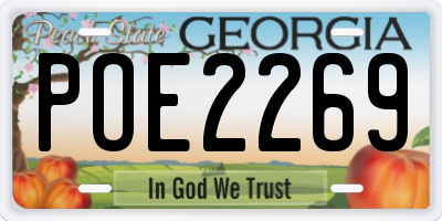 GA license plate POE2269