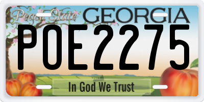 GA license plate POE2275