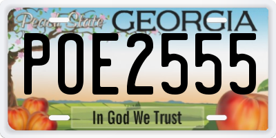 GA license plate POE2555