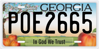 GA license plate POE2665