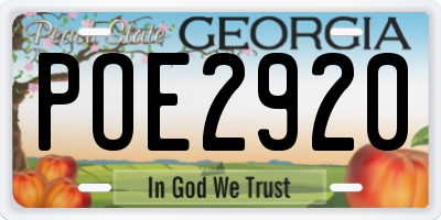 GA license plate POE2920