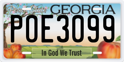 GA license plate POE3099