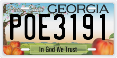 GA license plate POE3191