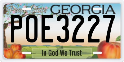 GA license plate POE3227