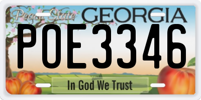 GA license plate POE3346