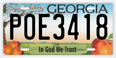 GA license plate POE3418