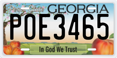 GA license plate POE3465