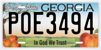 GA license plate POE3494
