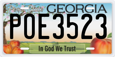 GA license plate POE3523