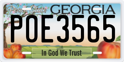 GA license plate POE3565