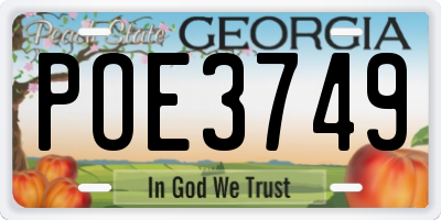 GA license plate POE3749