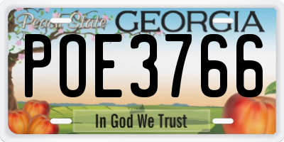 GA license plate POE3766
