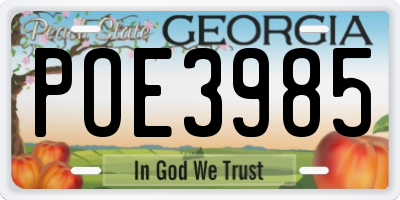 GA license plate POE3985