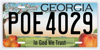 GA license plate POE4029