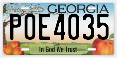 GA license plate POE4035