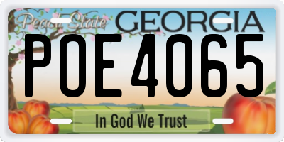 GA license plate POE4065
