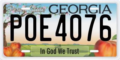 GA license plate POE4076