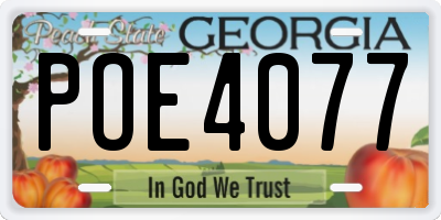 GA license plate POE4077