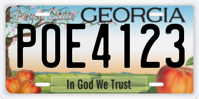 GA license plate POE4123