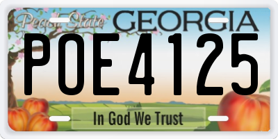 GA license plate POE4125
