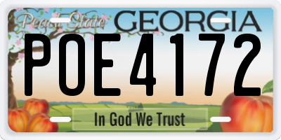 GA license plate POE4172