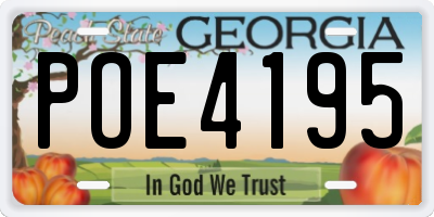 GA license plate POE4195