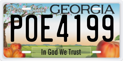 GA license plate POE4199