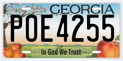GA license plate POE4255
