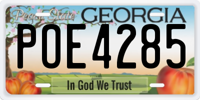 GA license plate POE4285