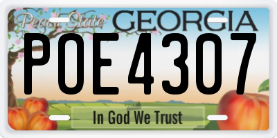 GA license plate POE4307