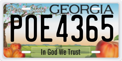 GA license plate POE4365