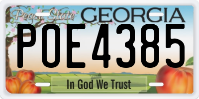 GA license plate POE4385