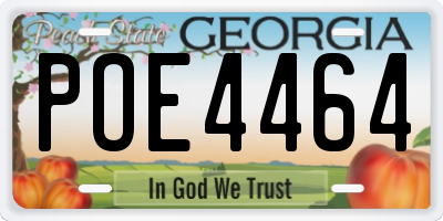GA license plate POE4464