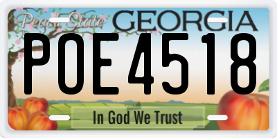 GA license plate POE4518